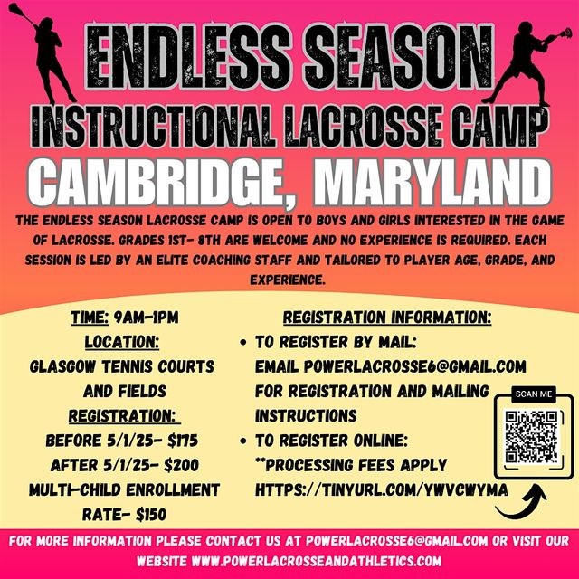 Endless Season Instructional Lacrosse Camp, CAMBRIDGE Maryland | Glasgow Tennis Courts and Fields