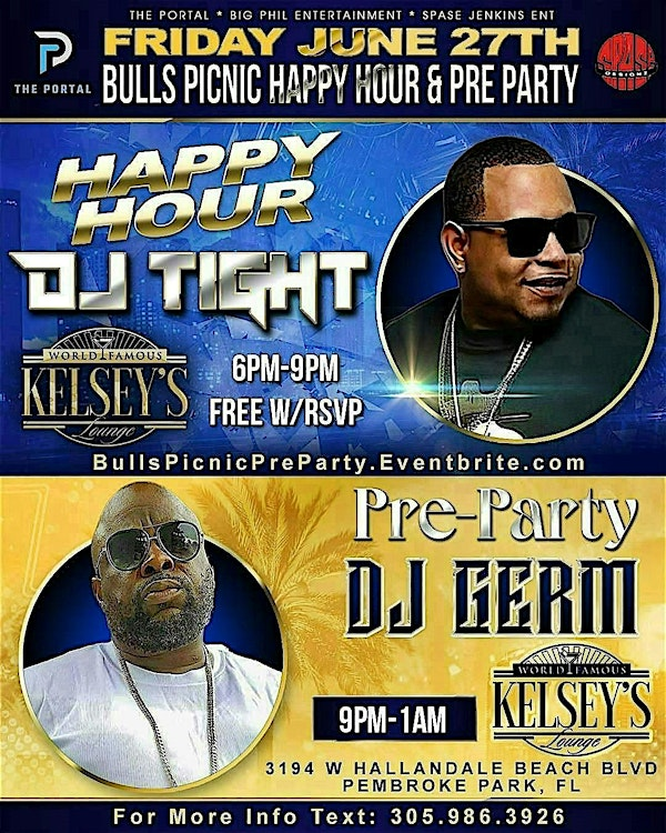 Miami _ Bulls Picnic Pre Party & Happy Hour | Kelsey's Lounge