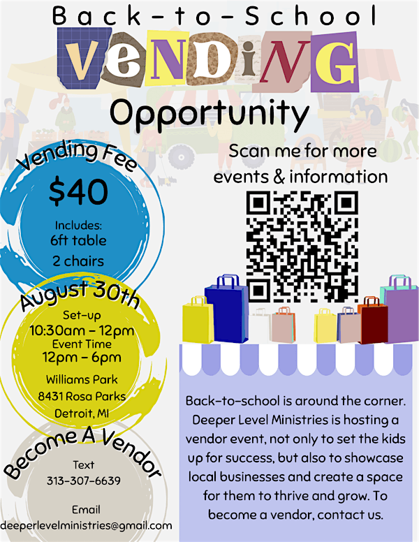 Back To School Vendor Opportunity | Joseph Walker Williams Recreation Center