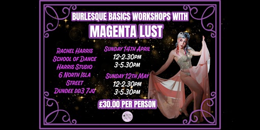 Burlesque Basics with Magenta Lust May 12pm | Rachel Harris School of Dance