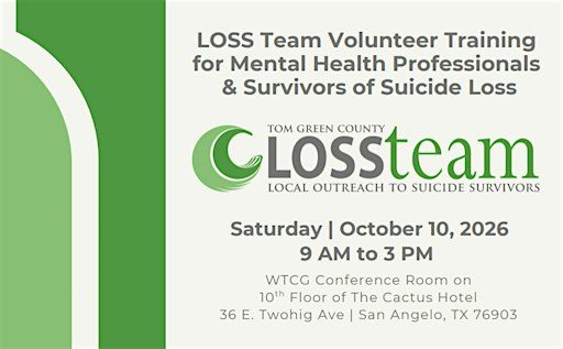 LOSS Team Volunteer Training | The Cactus Hotel/West Texas Counseling and Guidance