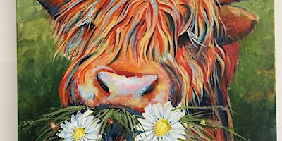 Highland Cow Canvas Painting | Pottering Around Ceramics Studio