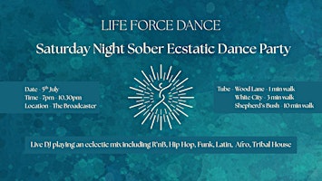 Saturday Night Sober Ecstatic Dance Party with live DJ in West London | The Broadcaster White City - Playroom