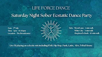 Saturday Night Sober Ecstatic Dance Party with live DJ in West London | The Broadcaster White City - Playroom