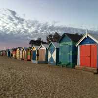 Lovely beach with the colourful bathing boxes