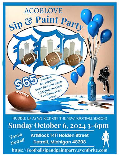 Football Fans of Detroit Sip and Paint Party | ArtBlock