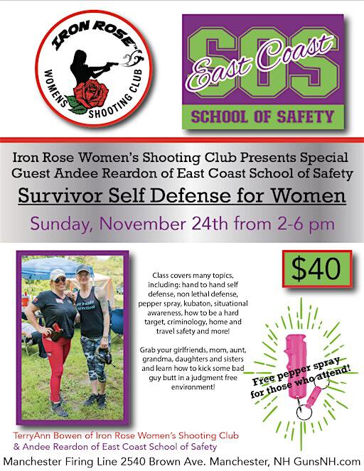 Iron Rose Women's Shooting Club EVENT- Survivor Self Defense for Women/Special Guest Andee Reardon | Manchester Firing Line Range