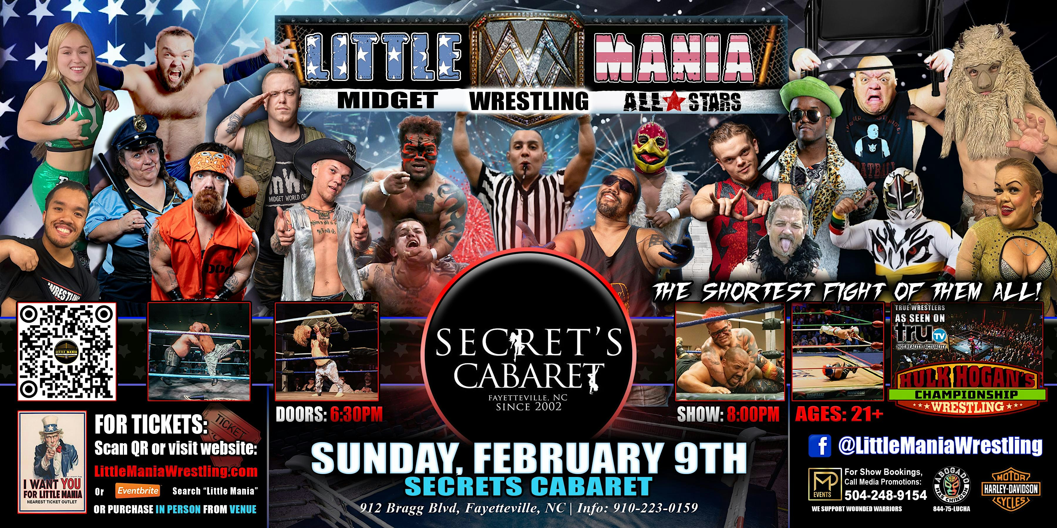 Fayetteville, NC - Little Mania Midget Wrestling @ Secrets Cabaret | Secrets Cabaret
