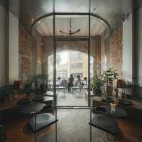 Cafe nestled in an old apartment building 