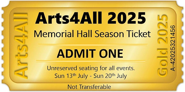 Arts4All Season Ticket 2025 | Henley-in-Arden Memorial Hall
