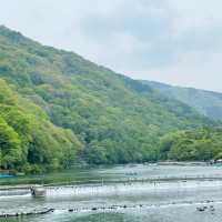 【京都】嵐山　手漕ぎ❣️青いボート✨