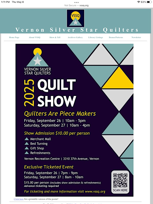 2025 Quilt Show.   QUILTERS ARE PIECMAKERS.  Exclusive Private Event | Vernon Recreation Centre