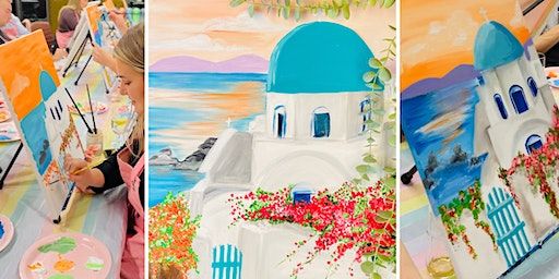 Travel Theme Special Paint & Sip - Santorini, Greece | Paintelaide - Adelaide's Paint and Sip Studio