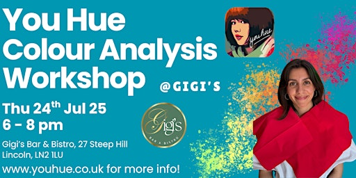 You Hue Colour Analysis Workshop @ Gigis Bar & Bistro | Thu 24th Jul 6 -8pm | Gigi's Bar & Bistro