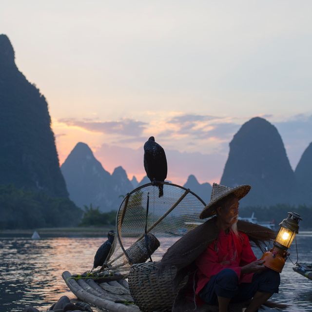 Flowing rivers, mountains, and paddy fields of Guilin