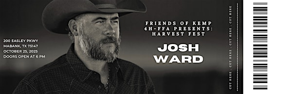 Friends of Kemp 4H-FFA Presents: Harvest Jam with Josh Ward | Mabank Pavilion