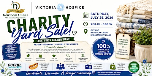 Charity Yard Sale for Victoria Hospice | Heirloom Linens