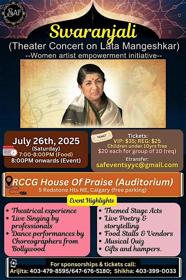Swaranjali - Theater concert on Lata Mangeshkar | RCCG House Of Praise, Calgary