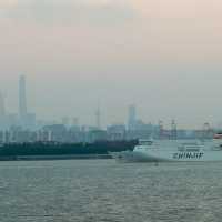 Sunset at shanghai Wusongkou Port