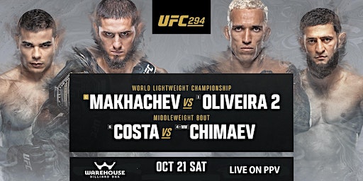 |||UFC 294: MAKHACHEV VS. OLIVEIRIA 2||| | THE WAREHOUSE BILLIARD BAR