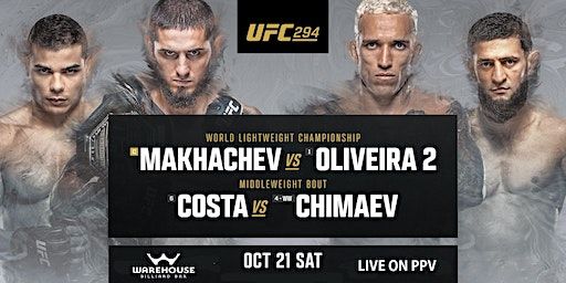 |||UFC 294: MAKHACHEV VS. OLIVEIRIA 2||| | THE WAREHOUSE BILLIARD BAR