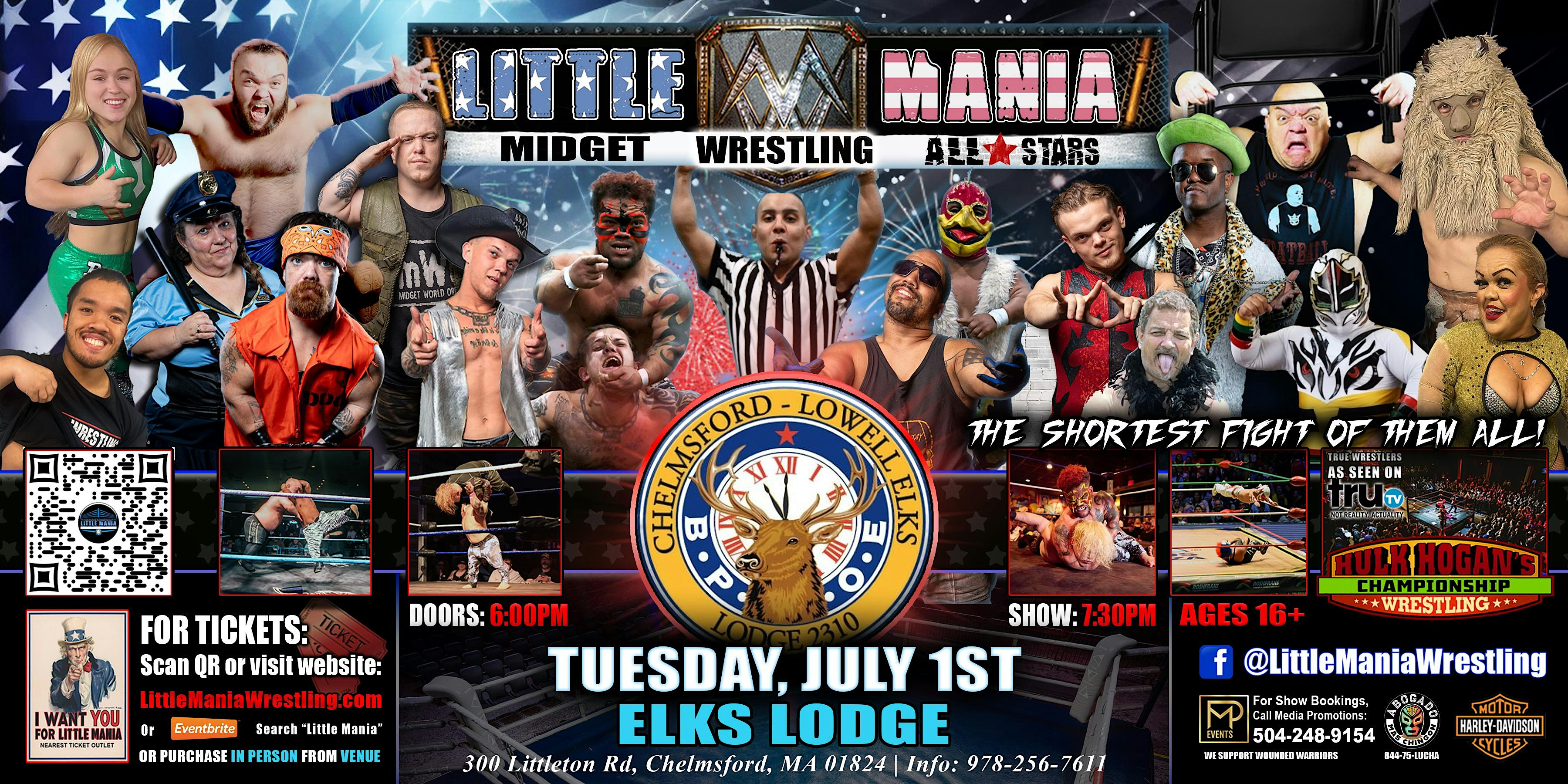 Chelmsford, MA- Little Mania Midget Wrestling @Elks Lodge | 300 Littleton Rd