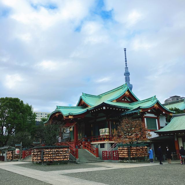 【東京】鳥居から眺めるスカイツリー
