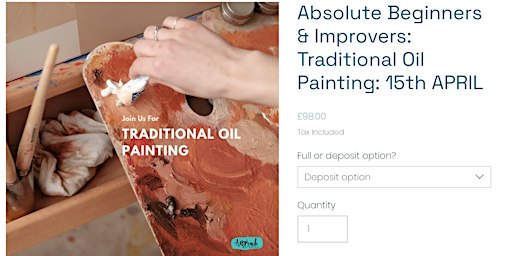 Absolute Beginners & Improvers: Traditional Oil Painting: 15th APRIL - 4 weeks | Artreach Studios
