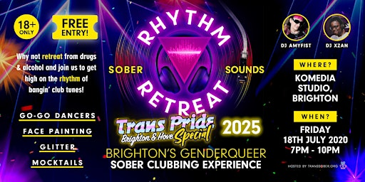 Rhythm Retreat Sober Clubbing Trans Pride Brighton Special | Komedia Brighton