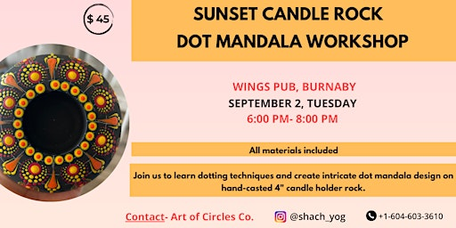 Dot Mandala Painting on Candle Holder Rock: Meditative & Stress Relieving | WINGS Burnaby