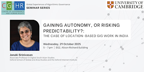 The Case of Location-Based Gig Work in India | SG2, Alison Richard Building