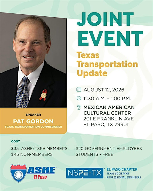 Joint ASHE /NSPE-Tx El Paso August General Meeting | El Paso Mexican American Cultural Center