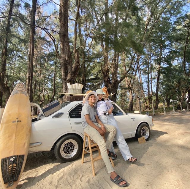 White Bus on the beach  