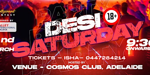 Desi Saturday - Grand Bollywood Night in Adelaide | Cosmos Club