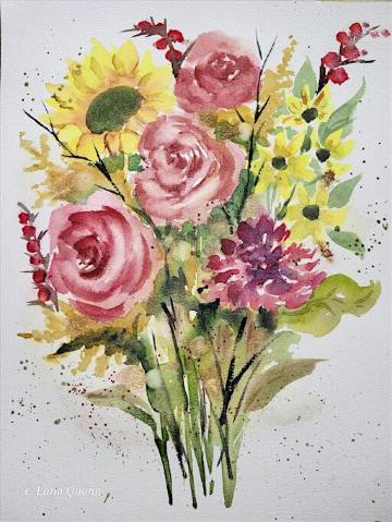 Autumn bouquet- watercolor for beginners | Viva Fall River Visitors Center and Shop