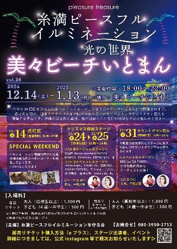糸満ピースフルイルミネーション 光の世界のチケット(沖縄県・2024/12/14(土)～2025/1/13(月・祝)) | 美々ビーチいとまん