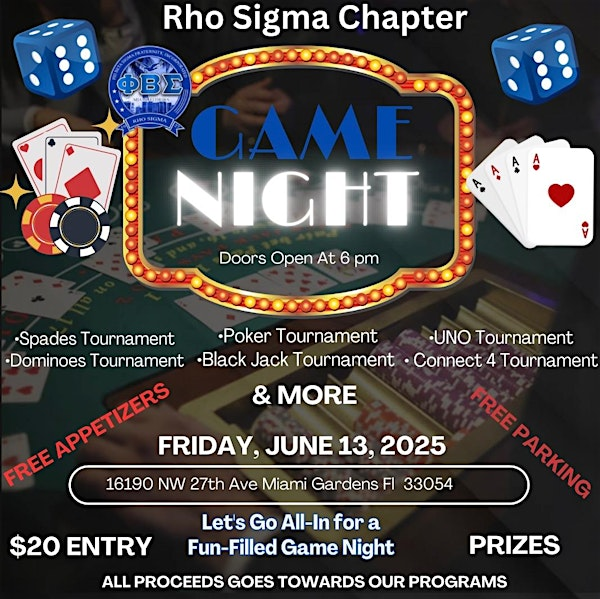 Rho Sigma Game Night | 16190 NW 27th Ave