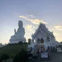 huge white Buddha with 9 floor pagoda 