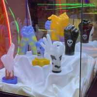 Find wax sculptures, captain America, Batman