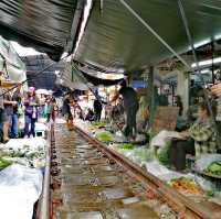 A market on railway track