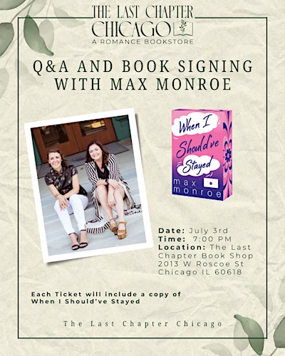 Q&A and Book Signing with Max Monroe | The Last Chapter Book Shop