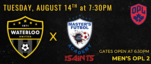 OPL2: Waterloo United Men vs Master's FA Saints Men | RIM Park