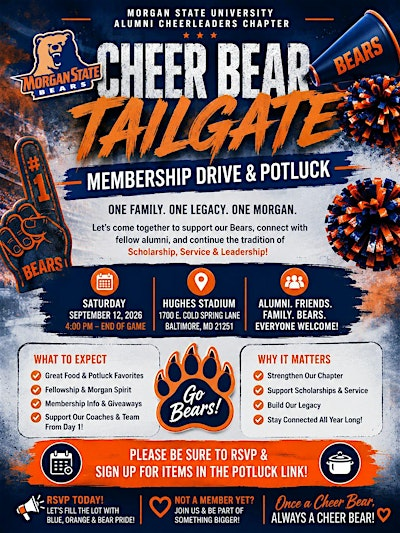 Morgan State Cheer Bear Tailgate | Hughes Stadium (Parking Lot, Left of Hurt Gymnasium)