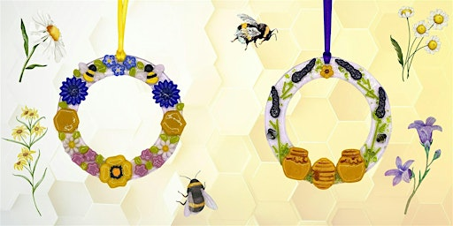 Fused glass floral bee wreath - Unconditional Love, Cleckheaton | Unconditional Love Gifts