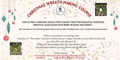 Wreath making event Saturday morning and lunch 22/11 | The Swan Lyndhurst