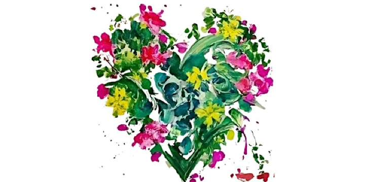 Acrylic and Mixed Media Floral Heart | Expressive Brush Art Studio