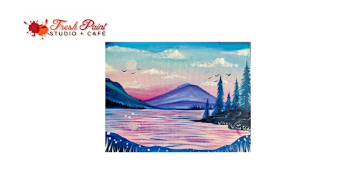 In-Studio Paint Night - Purple Hills and Sunset Skies Acrylic Painting | Fresh Paint Studio + Cafe Toronto