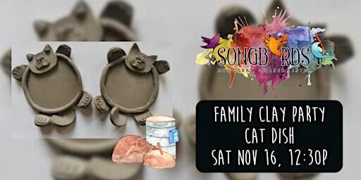 Family Clay Party at Songbirds- Cat Dish | Songbirds Music, Art, & Dance Center