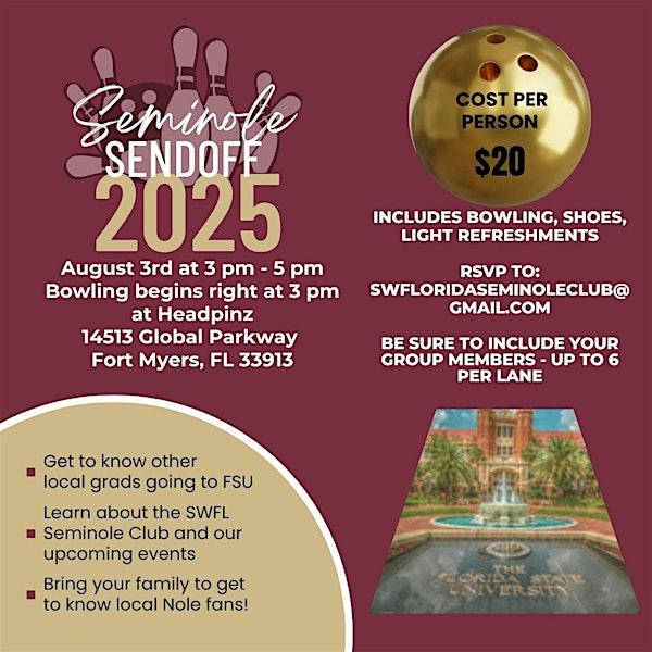 2025 Seminole Sendoff - Bowling with Noles | 14513 Global Pkwy