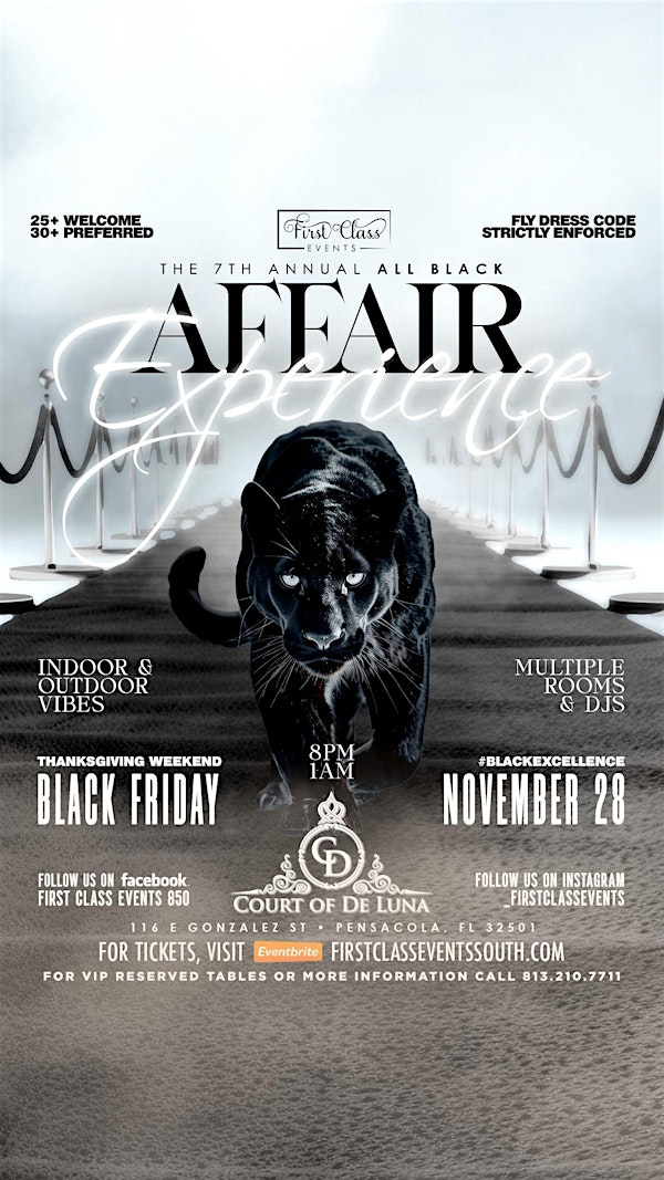 First Class Events Presents The 7th Annual All Black Affair | Court of De Luna Event Space